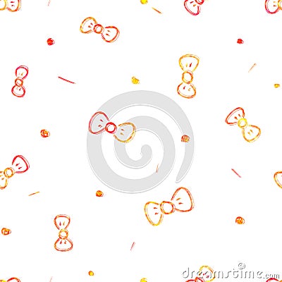 Seamless pattern. Abstract blurred of Glitter yellow and red bow on white background. Stock Photo