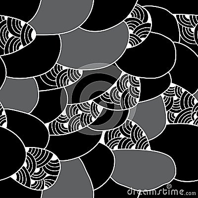 Seamless pattern with abstract figures. Monochrome series Vector Illustration