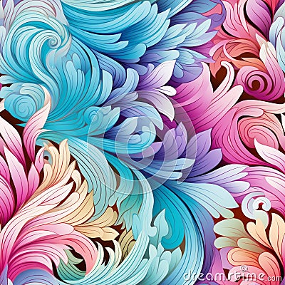 Seamless pattern with abstract flowers zentangle pastel colors Stock Photo