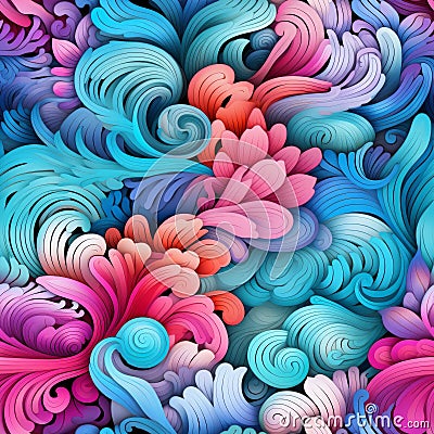 Seamless pattern with abstract flowers zentangle pastel colors Stock Photo