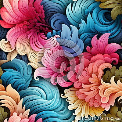 Seamless pattern with abstract flowers zentangle pastel colors Stock Photo
