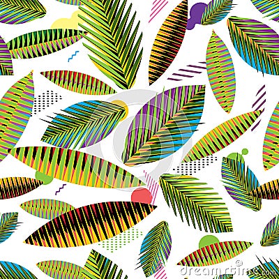 Seamless pattern, abstract geometric tropical leaves Vector Illustration