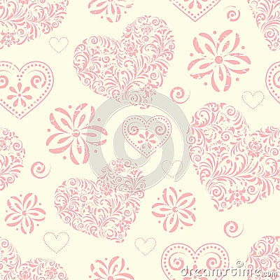 Seamless pattern with abstract hearts Vector Illustration