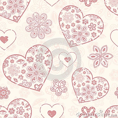 Seamless pattern with abstract hearts Vector Illustration