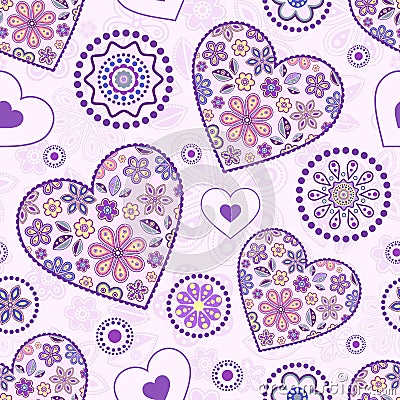 Seamless pattern with abstract hearts Vector Illustration