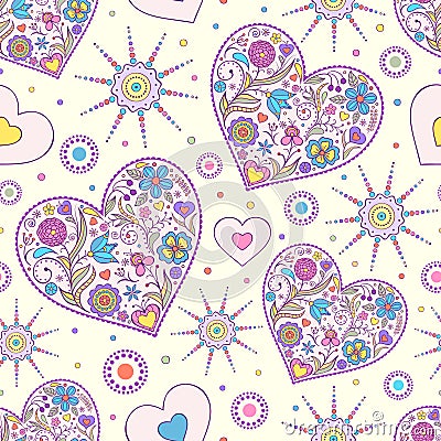 Seamless pattern with abstract hearts Vector Illustration