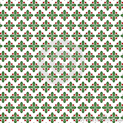 Seamless pattern with abstract image of mistletoe twigs. Vector Illustration