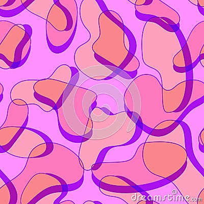Seamless pattern of abstract intersecting spots in trendy ultraviolet tones of colors. Texture of animal skins. Vector Illustration