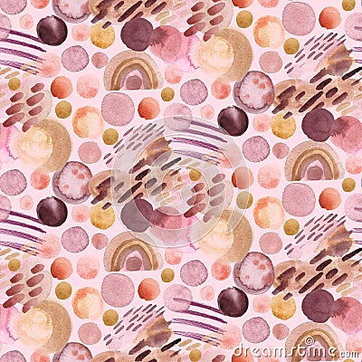 Seamless pattern with abstract irregular naive geometry in boho style drawn Stock Photo