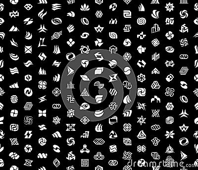 Seamless pattern with Abstract logos Vector Illustration