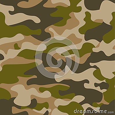 Seamless pattern. Abstract military or hunting camouflage background. Brown, green color. Vector illustration. repeated Vector Illustration