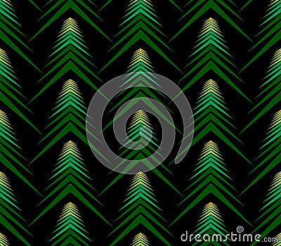 Seamless pattern of abstract spruce on black background Vector Illustration