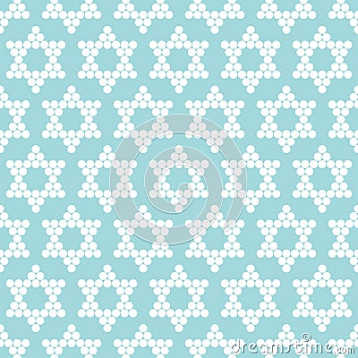 Seamless Pattern Abstract Stars Made Of Circles Turquoise White Vector Illustration