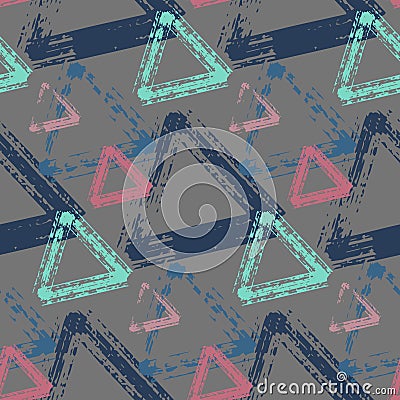 Seamless pattern, abstract triangular background muted color, imitation graffiti vector for textile, wallpaper and wrapping paper Vector Illustration