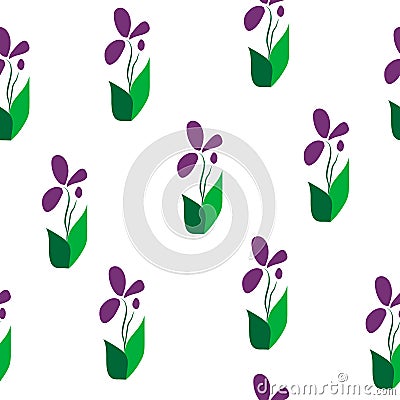 Seamless pattern abstract violet flowers isolated on white background, vector eps 10 Vector Illustration