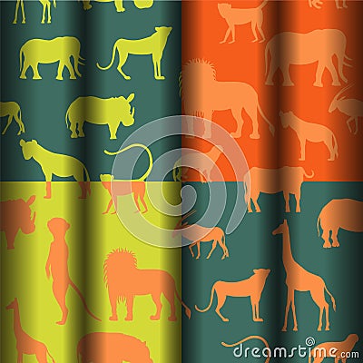 Seamless Pattern with African Animals Vector Illustration