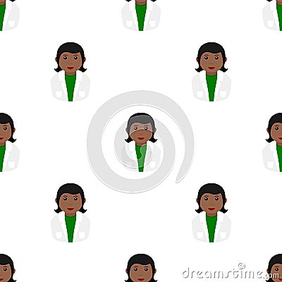 Black Chemist Woman Seamless Pattern Vector Illustration