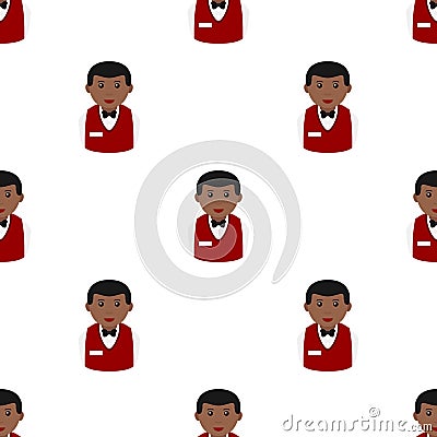 Black Croupier Avatar Seamless Pattern Vector Illustration