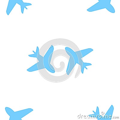 Seamless pattern with airplanes flying towards each other at different heights. Isolated vector illustration on a clean Vector Illustration