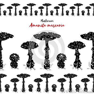 Seamless pattern with amanita mushroom. Poisonous toadstool fly agaric Vector Illustration