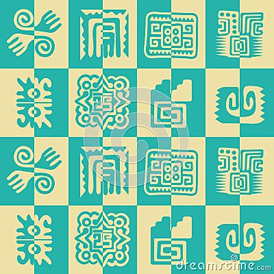 Seamless pattern with American Indians relics dingbats characters Vector Illustration