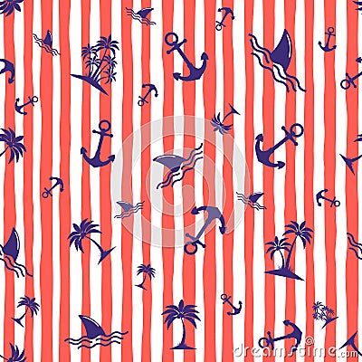 Seamless pattern with anchors. Background in marine style. Vector illustration Vector Illustration