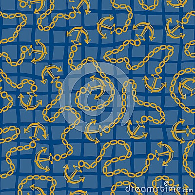 Seamless pattern with anchors. Ongoing backgrounds of marine theme. Vector Illustration