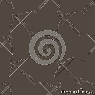 Seamless pattern with ancient Crossbows Vector Illustration