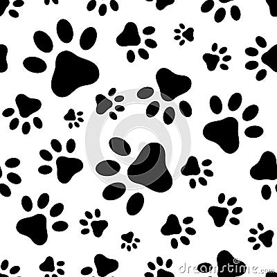 Seamless pattern with animal paws footprints. Vector illustration. Vector Illustration