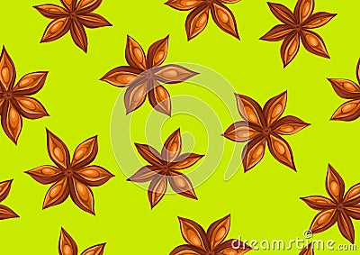 Seamless pattern with anise stars. Decorative ornament Vector Illustration