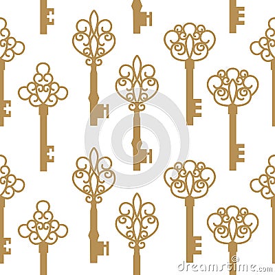 Seamless pattern with antique keys. Vector Illustration Vector Illustration