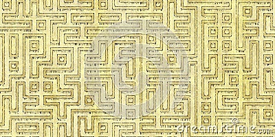 Seamless pattern of antique maze scheme, painted on old paper or parchment Stock Photo