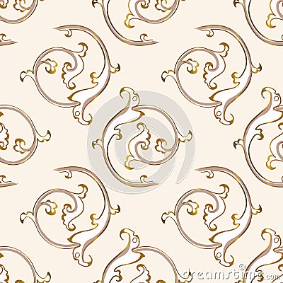 Seamless pattern in antique style of acanthus leaves on white background. Classic luxury, royal Victorian epoch. Vector Illustration