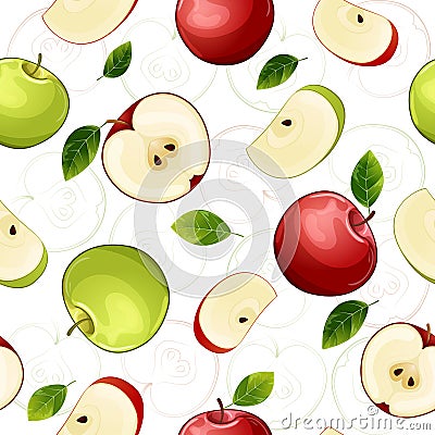 Seamless pattern with apple fruits. Stock Photo