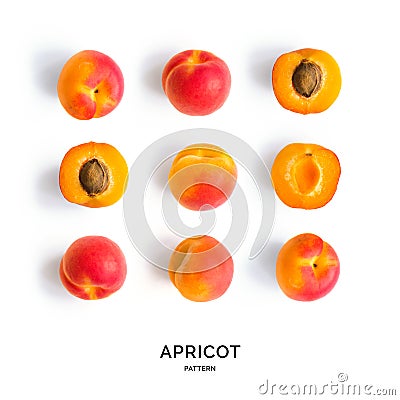 Seamless pattern with apricot. Tropical abstract background. Apricot on the white background. Stock Photo