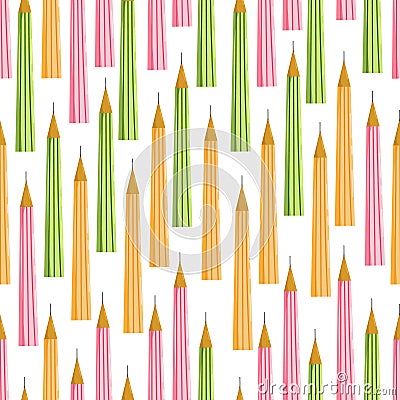 Seamless pattern with art and school supplies. Hand drawn vector illustration with cryons, paints, palette, brush. Vector Illustration