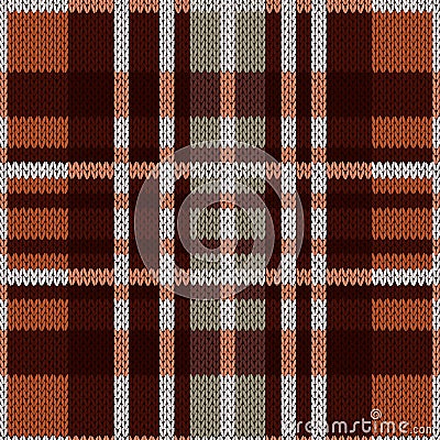 Seamless pattern as a knitted fabric in brown and grey colors Vector Illustration