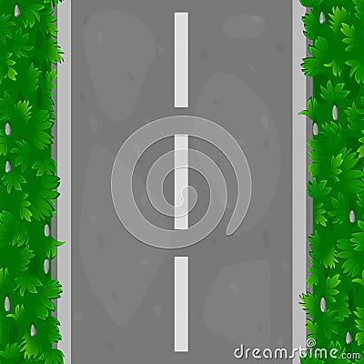 Seamless pattern of asphalt road with grass. Vector Illustration