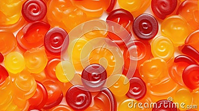 Seamless pattern of assorted jelly gum fruit candy top view flat lay Stock Photo