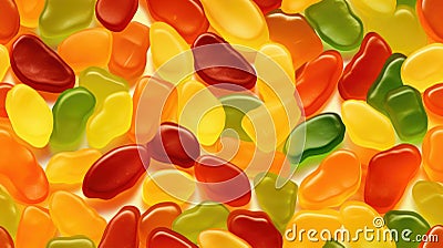 Seamless pattern of assorted jelly gum fruit candy top view flat lay Stock Photo
