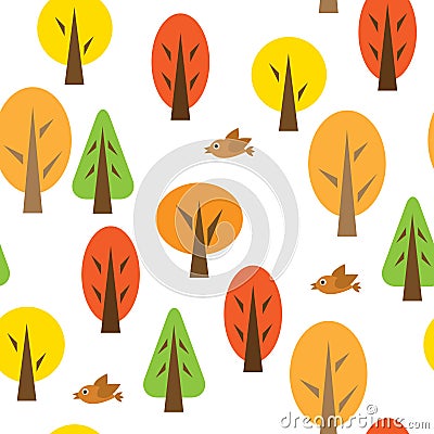 Seamless pattern with autumnal forest Vector Illustration