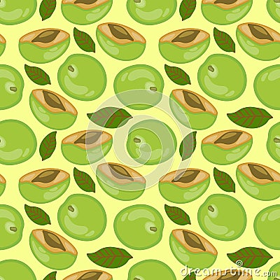 Seamless pattern with avocado fruit. Vegan food, good nutrition, healthy eating Vector Illustration