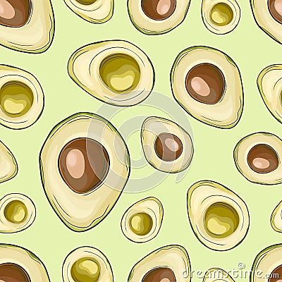 Seamless pattern of avocado fruits. Stock Photo