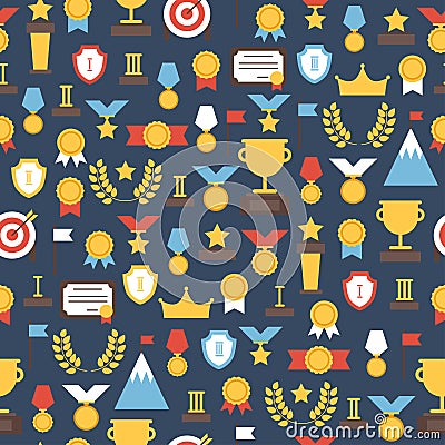 Seamless pattern of award icons. Vector colorful Vector Illustration