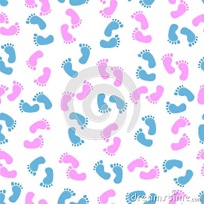 Seamless pattern with baby footprint Vector Illustration