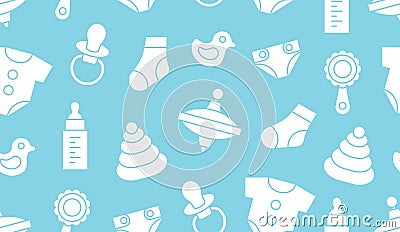 Seamless pattern with baby things Vector Illustration