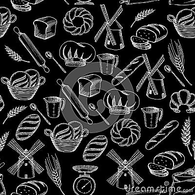 Seamless pattern background bakery package. Vector Illustration