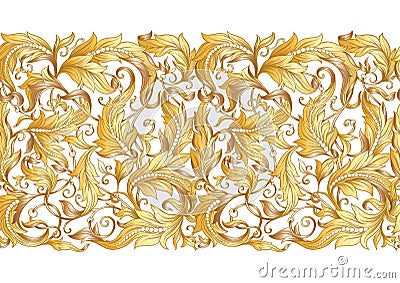 Seamless pattern, background In baroque, rococo, victorian, renaissance style. Vector Illustration