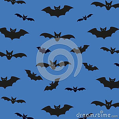 Seamless pattern background with bats. Unusual Halloween Vector illustration for your design. Cartoon Illustration