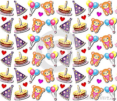 Seamless Pattern Background with Birthday Elements Stock Photo